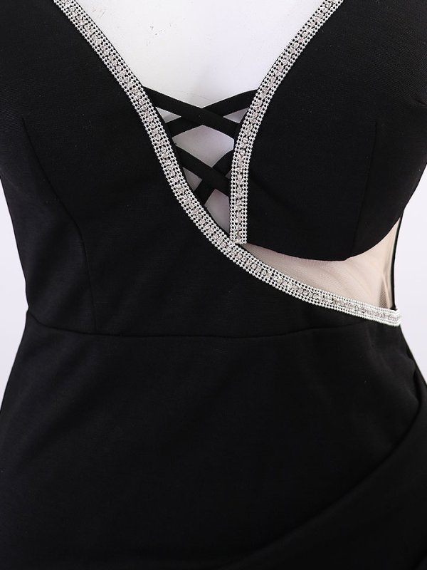 画像18: ビジューラインシアーカットドレス/透け/スピンドル/谷間見せ/ミニドレス/キャバドレス【S-Mサイズ/2カラー】[OF03-X] 【YN】