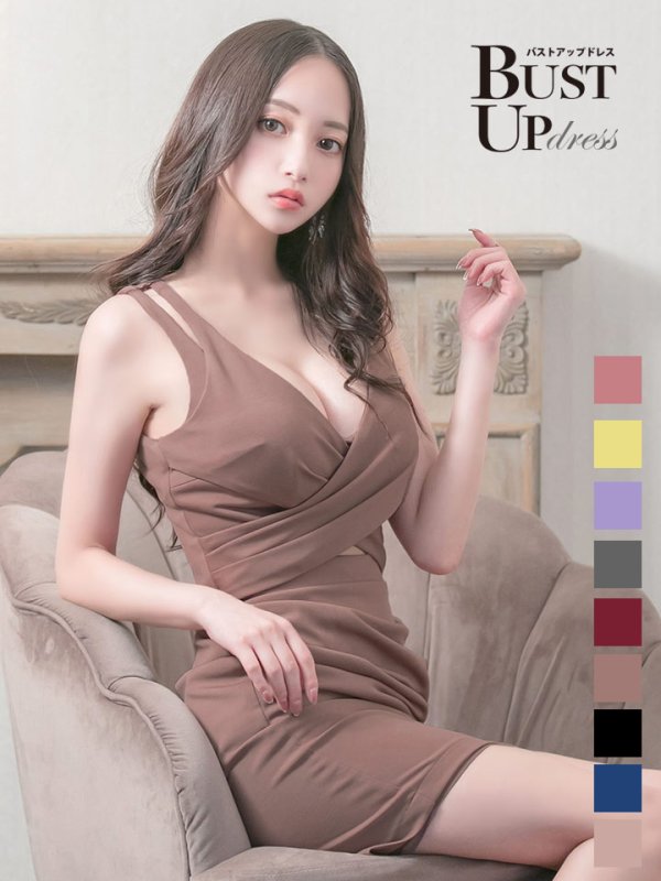 画像2: SALE!ワンカラーストレッチバストアップドレス/バストクロス/胸盛り/ノースリーブ/背中見せ/タイトスカート/ミニドレス/キャバドレス【S-Mサイズ/6カラー】[OF08-X] 【YN】