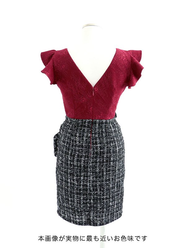 画像10: SALE!ツイード/フリル/バイカラー/胸元見せ/タイトスカート/ビジュー/キャバドレス/ミニドレス【S-Lサイズ/1カラー】[OF03-U] 【YN】dzw