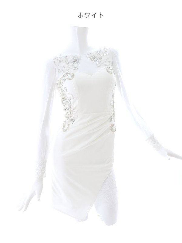 画像23: SALE!【選べるスカート丈ドレス】ビジュー刺繍ドレス/レース/チュール/スパンコール/透け/谷間見せ/キャバドレス/ミニドレス/ゴージャス【S-Lサイズ/2タイプ】[OF03-X] 【YN】dzw