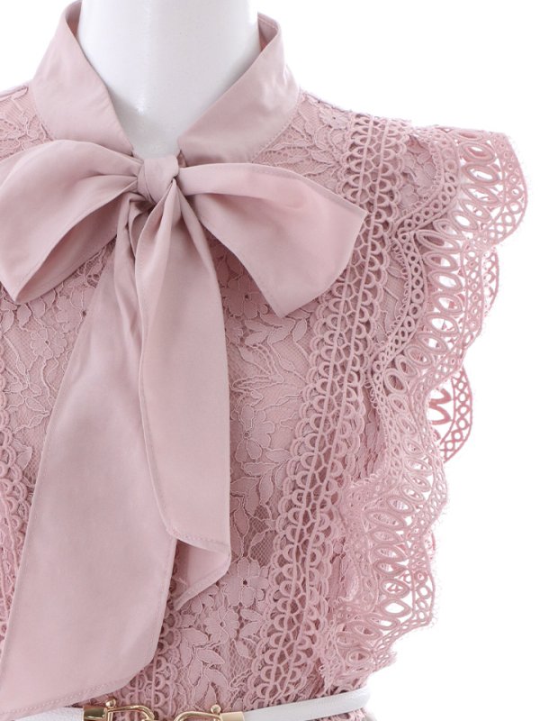 画像24: SALE!再入荷！バイカラーティアードワンピースドレス/レース/リボン/プリーツ/フレアー/ワンピース/ベルト/無地/胸元隠し/背中隠し/ミディアム丈/キャバドレス/パッド無し/【M-XLサイズ/1カラー】[OF03-X] 【YN】dz