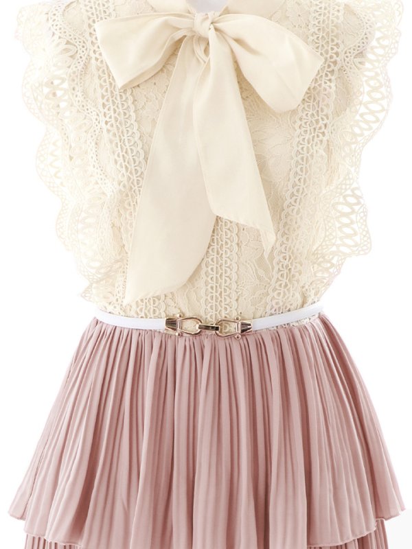 画像25: SALE!再入荷！バイカラーティアードワンピースドレス/レース/リボン/プリーツ/フレアー/ワンピース/ベルト/無地/胸元隠し/背中隠し/ミディアム丈/キャバドレス/パッド無し/【M-XLサイズ/1カラー】[OF03-X] 【YN】dz