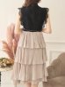 画像13: SALE!再入荷！バイカラーティアードワンピースドレス/レース/リボン/プリーツ/フレアー/ワンピース/ベルト/無地/胸元隠し/背中隠し/ミディアム丈/キャバドレス/パッド無し/【M-XLサイズ/1カラー】[OF03-X] 【YN】dz (13)