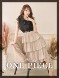SALE!TOPカラー完売　再入荷!バイカラーティアードワンピースドレス/レース/リボン/プリーツ/フレアー/ワンピース/ベルト/無地/胸元隠し/背中隠し/ミディアム丈/キャバドレス/パッド無し/【S-XLサイズ/3カラー】[OF03-X] 【YN】dz