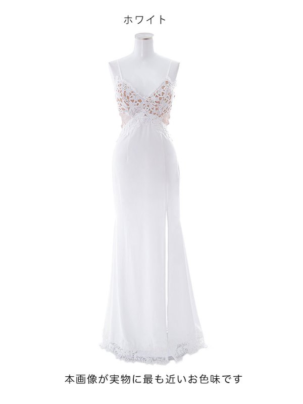 画像22: 花柄刺繍スピンドルスリットロングドレス /キャミソール/ノースリーブ/刺繍/透け/谷間見せ/タイト/ロングドレス /キャバドレス【S-Mサイズ/4カラー】[HC02] dzw