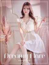 SALE!ホワイトレースフレアードレス/レース/ビジュー/ベルト/無地/ワンカラー/谷間見せ/フレアー/ミニドレス/キャバドレス【S-Lサイズ/1カラー】[OF03-X] 【YN】dz