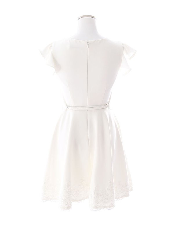 画像14: SALE!ホワイトレースフレアードレス/レース/ビジュー/ベルト/無地/ワンカラー/谷間見せ/フレアー/ミニドレス/キャバドレス【S-Lサイズ/1カラー】[OF03-X] 【YN】dz