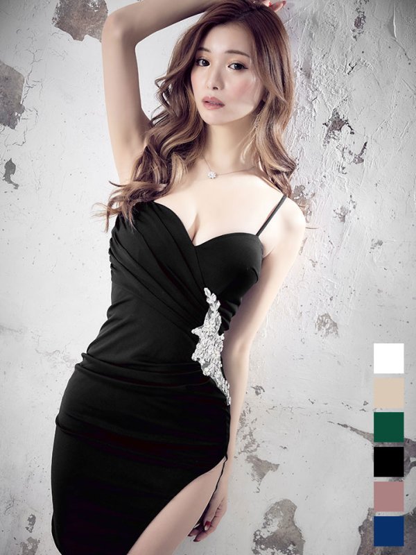 画像5: ワンカラーシアースリットキャミドレス/ビジュー/シアー/谷間見せ/キャミ/タイト/ミニドレス/キャバドレス【S-Mサイズ/7カラー】[OF08-X] 【YN】dz