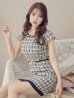 画像22: SALE!チェック柄ツイードミニドレス/黒ベルト/ビジュー/ツイード/タイトスカート/胸元隠し/背中隠し/キャバドレス/パッド無し/ワンピース/ミニドレス【S-XLサイズ/1カラー】[OF03-X] 【YN】dzc (22)