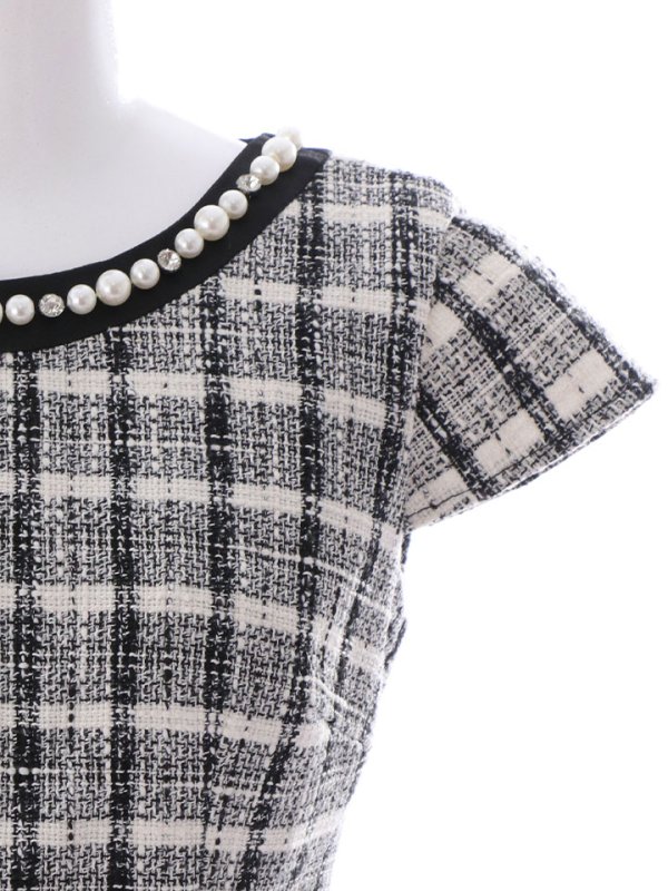 画像34: SALE!チェック柄ツイードミニドレス/黒ベルト/ビジュー/ツイード/タイトスカート/胸元隠し/背中隠し/キャバドレス/パッド無し/ワンピース/ミニドレス【S-XLサイズ/1カラー】[OF03-X] 【YN】dzc