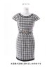 画像32: SALE!チェック柄ツイードミニドレス/黒ベルト/ビジュー/ツイード/タイトスカート/胸元隠し/背中隠し/キャバドレス/パッド無し/ワンピース/ミニドレス【S-XLサイズ/1カラー】[OF03-X] 【YN】dzc (32)