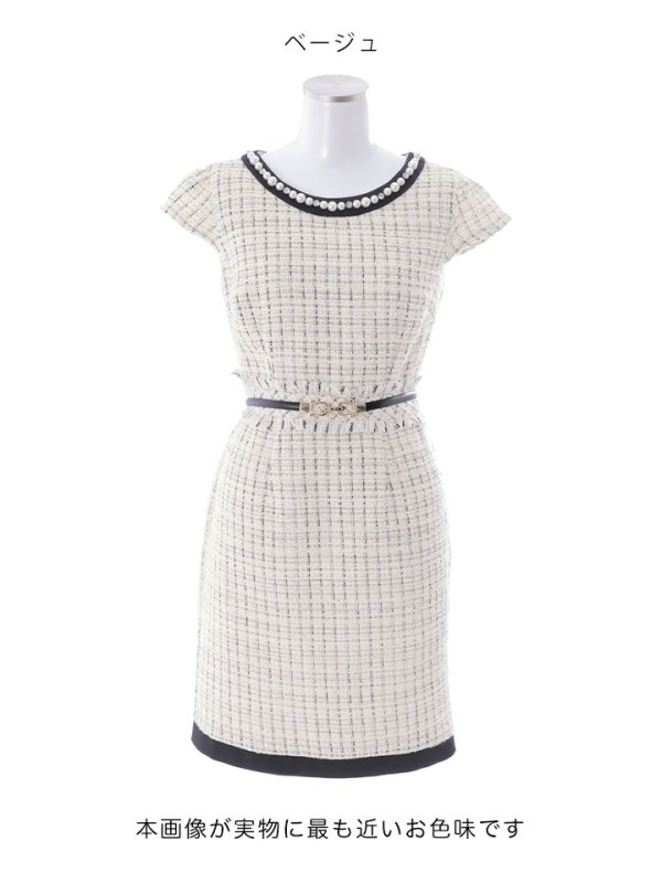 画像31: SALE!チェック柄ツイードミニドレス/黒ベルト/ビジュー/ツイード/タイトスカート/胸元隠し/背中隠し/キャバドレス/パッド無し/ワンピース/ミニドレス【S-XLサイズ/1カラー】[OF03-X] 【YN】dzc