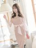 画像10: SALE!ピンクツイードチュールスリーブドレス/チェック柄/レース/リボンベルト/ビジュー/タイト/透け/谷間見せ/キャバドレス/ミニドレス【S-XLサイズ/4カラー】[OF03-X] 【YN】dzw (10)