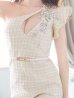画像6: SALE!再入荷!ワンショルダーデコルテ刺繍ドレス/ツイード/フェイクスリット/谷間魅せ/ミニドレス/キャバドレス【S-Lサイズ/2カラー】[OF03-X] 【YN】 (6)