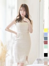 ノースリーブツイードドレス/スリット/胸元隠し/背中隠し/ミニドレス/キャバドレス/ワンピース【S-Lサイズ/9カラー】[OF08-X] 【YN】dzw