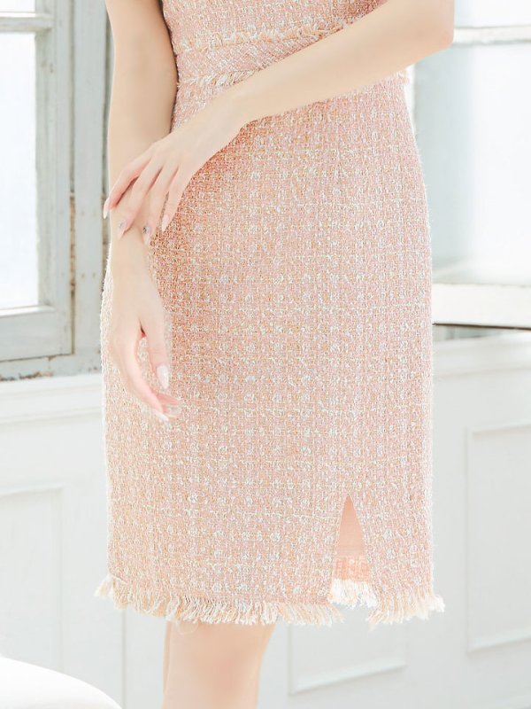 画像13: SALE!ノースリーブツイードドレス/スリット/胸元隠し/背中隠し/ミニドレス/キャバドレス/ワンピース【S-Lサイズ/9カラー】[OF03] 【YN】