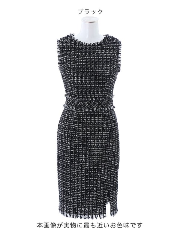 画像37: SALE!ノースリーブツイードドレス/スリット/胸元隠し/背中隠し/ミニドレス/キャバドレス/ワンピース【S-Lサイズ/9カラー】[OF03] 【YN】