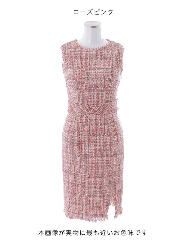 画像35: SALE!ノースリーブツイードドレス/スリット/胸元隠し/背中隠し/ミニドレス/キャバドレス/ワンピース【S-Lサイズ/9カラー】[OF03] 【YN】