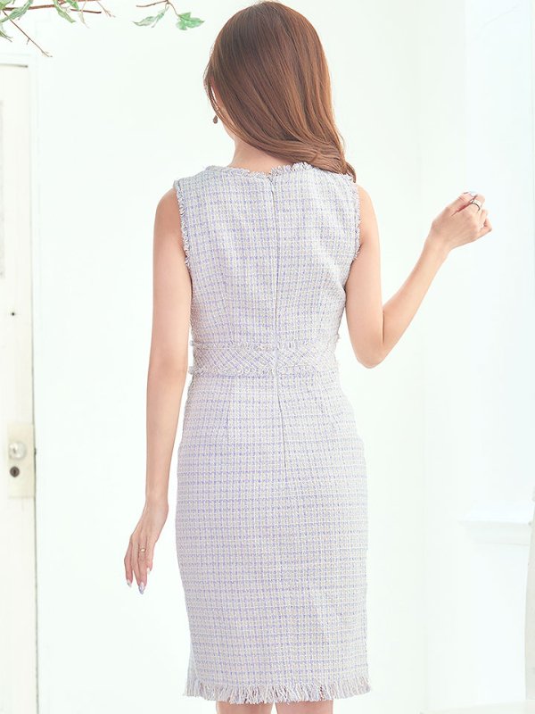 画像12: SALE!ノースリーブツイードドレス/スリット/胸元隠し/背中隠し/ミニドレス/キャバドレス/ワンピース【S-Lサイズ/9カラー】[OF03] 【YN】