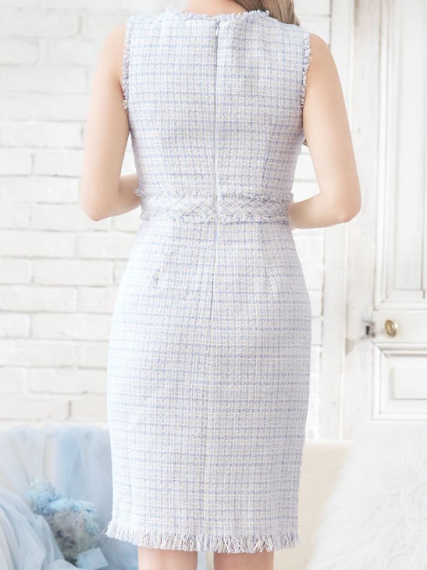 画像13: SALE!ノースリーブツイードドレス/スリット/胸元隠し/背中隠し/ミニドレス/キャバドレス/ワンピース【S-Lサイズ/9カラー】[OF03] 【YN】