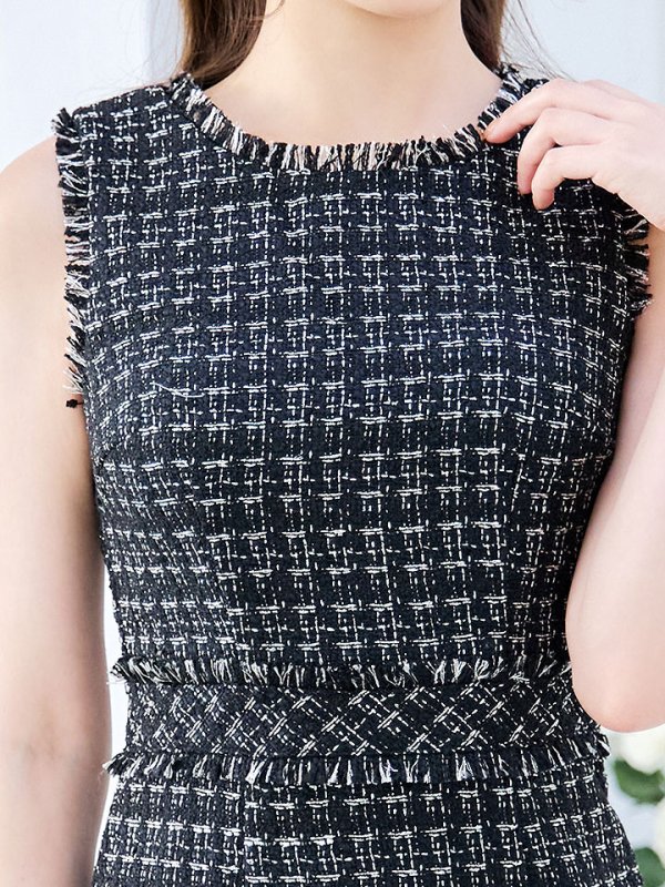 画像13: SALE!ノースリーブツイードドレス/スリット/胸元隠し/背中隠し/ミニドレス/キャバドレス/ワンピース【S-Lサイズ/9カラー】[OF03] 【YN】dzw