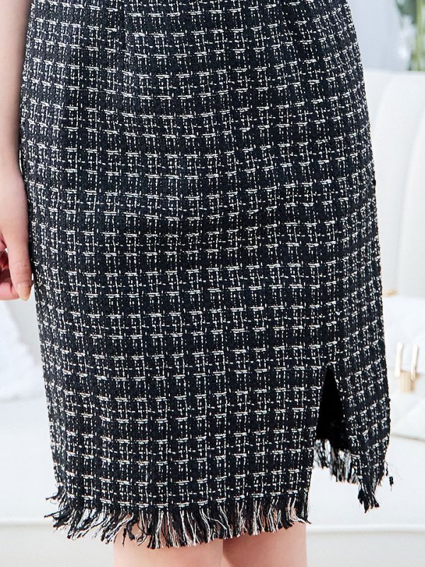 画像14: SALE!ノースリーブツイードドレス/スリット/胸元隠し/背中隠し/ミニドレス/キャバドレス/ワンピース【S-Lサイズ/9カラー】[OF03] 【YN】dzw