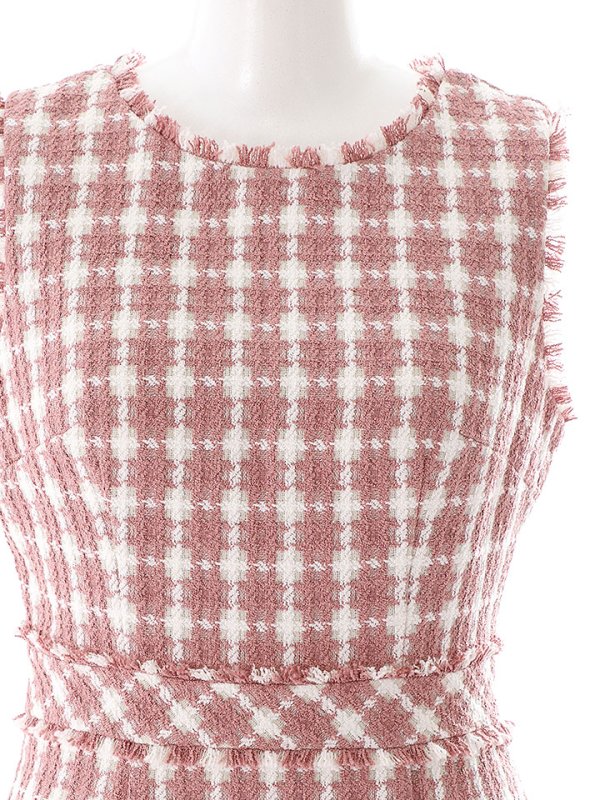 画像21: SALE!ツイードノースリーブワンピースドレス/チェック柄/ツイード/ノースリーブ/胸元隠し/背中隠し/ミディアム丈/タイト/キャバドレス/ミニドレス【S-Lサイズ/3カラー】[OF03] 【YN】dz