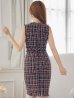 画像8: SALE!ツイードノースリーブワンピースドレス/チェック柄/ツイード/ノースリーブ/胸元隠し/背中隠し/ミディアム丈/タイト/キャバドレス/ミディアムドレス【S-Lサイズ/3カラー】[OF03] 【YN】dz (8)