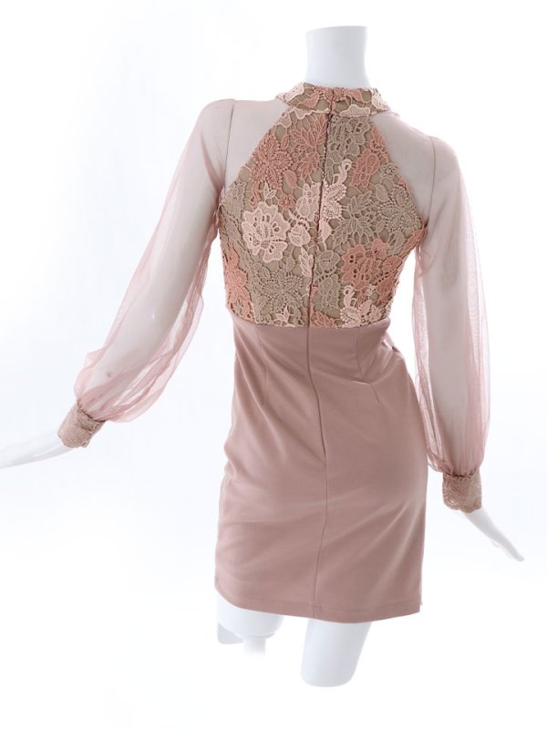 画像18: SALE!再入荷！刺繍レイヤードドレス/チュール/ベルト/ホルターネック/バストカット/谷間見せ/タイト/ミディアム丈/ミニドレス/キャバドレス【S-XLサイズ/1カラー】[HC02] 【YN】dzw