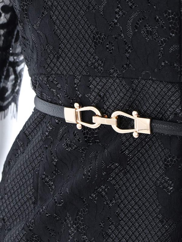 画像21: SALE!新色登場!総レース/ベルト/深Vカット/谷間魅せ/背中魅せ/ロングスリーブ/タイト/キャバドレス/ミニドレス【S-Lサイズ/3カラー】[HC02-U]【YN】