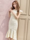 SALE!【sifeel/シフィール】刺繍レース/フリル/胸元隠し/背中隠し/ワンピース/マーメイドスカート/キャバドレス/パッド無し/ミディアムドレス【S-XLサイズ/1カラー】[OF03-X] 【YN】dzc