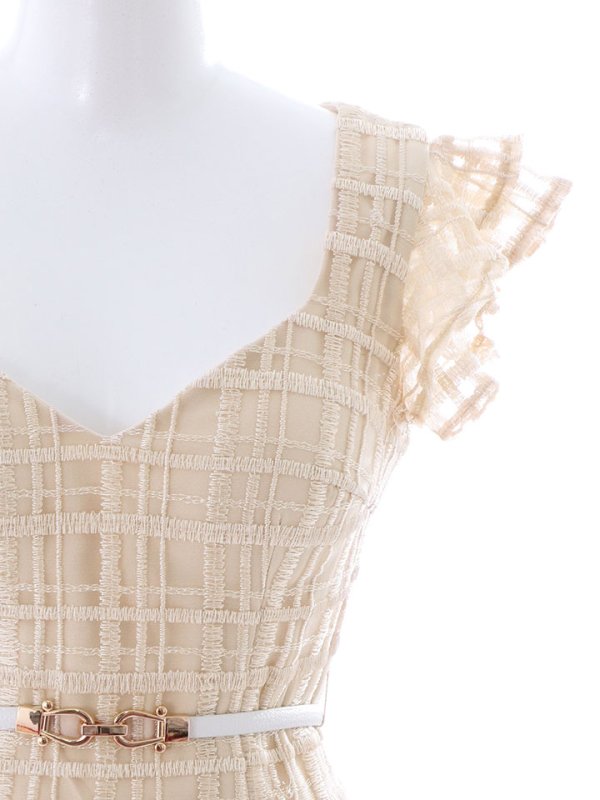 画像17: 【sifeel/シフィール】チェック柄レース/フリル/ベルト付/背中隠し/ワンピース/マーメイドスカート/キャバドレス/ミディアムドレス【S-XLサイズ/2カラー】[OF03-X] 【YN】