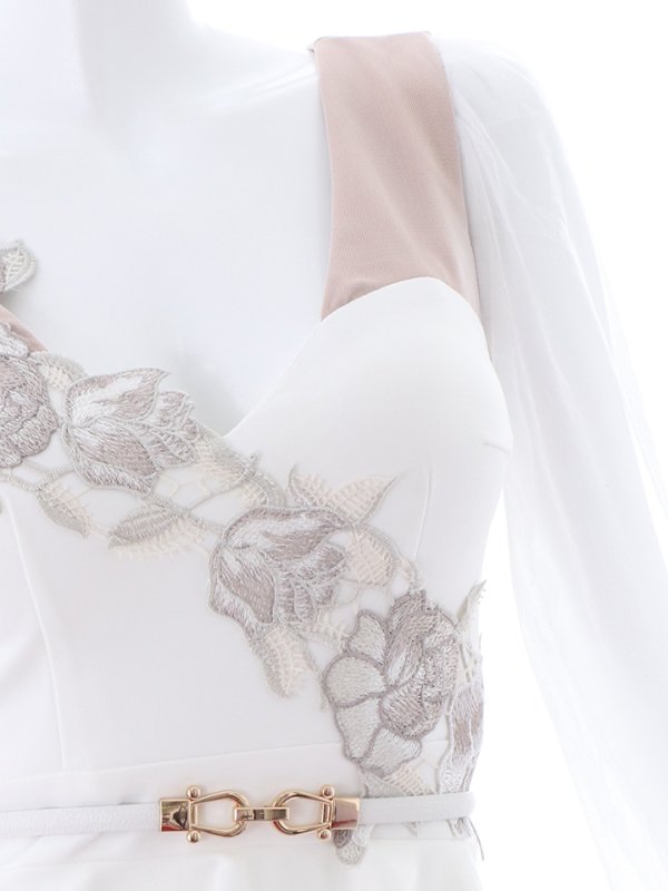 画像24: 新色登場!花柄刺繍ぺプラムロングドレス/チュール/レース/スリット/ベルト/谷間見せ/ロングドレス/キャバドレス【S-XLサイズ/4カラー】[HC02-X] 【YN】dzw