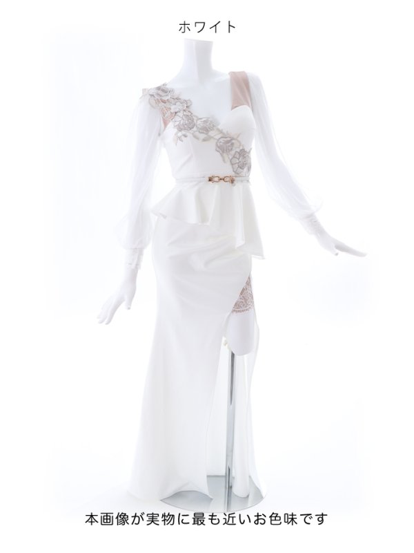 画像22: 新色登場!花柄刺繍ぺプラムロングドレス/チュール/レース/スリット/ベルト/谷間見せ/ロングドレス/キャバドレス【S-XLサイズ/4カラー】[HC02-X] 【YN】dzw