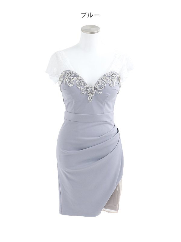 画像15: SALE!レースフリルスリーブ/胸元見せ/タックスカート/タイト/ビジュー/背中見せ/ミニドレス /キャバドレス【S-Lサイズ/3カラー】[OF03-U] 【YN】dzk