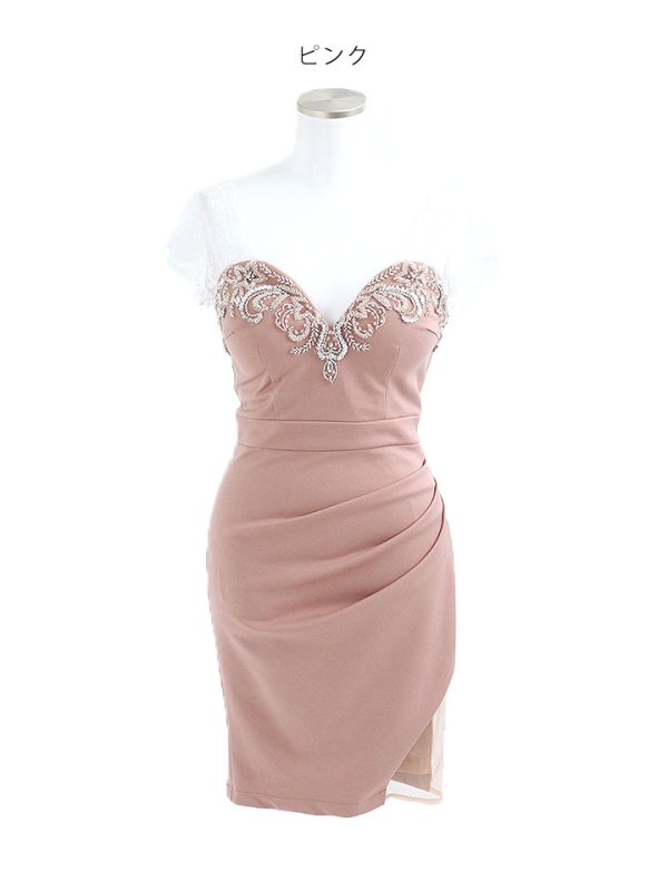 画像16: SALE!レースフリルスリーブ/胸元見せ/タックスカート/タイト/ビジュー/背中見せ/ミニドレス /キャバドレス【S-Lサイズ/3カラー】[OF03-U] 【YN】dzk