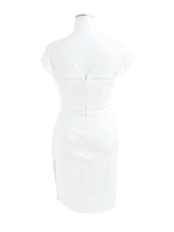 画像17: SALE!レースフリルスリーブ/胸元見せ/タックスカート/タイト/ビジュー/背中見せ/ミニドレス /キャバドレス【S-Lサイズ/3カラー】[OF03-U] 【YN】dzk