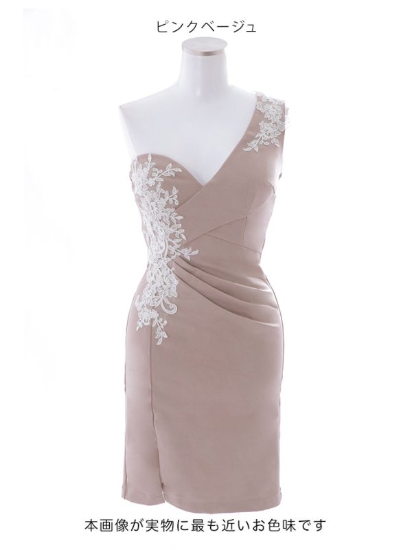画像16: SALE!ワンショルダー刺繍ドレス/ノースリーブ/タイトスカート/胸元見せ/ミニドレス/キャバドレス【S-Mサイズ/1カラー】[OF03] [【YN】dzk