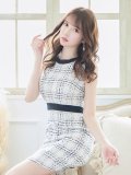 SALE!ブラックツイードノースリーブドレス/チェック柄/キャバドレス/ワンピース/ミニドレス【YN】【S-Lサイズ/1カラー】[OF03-X]