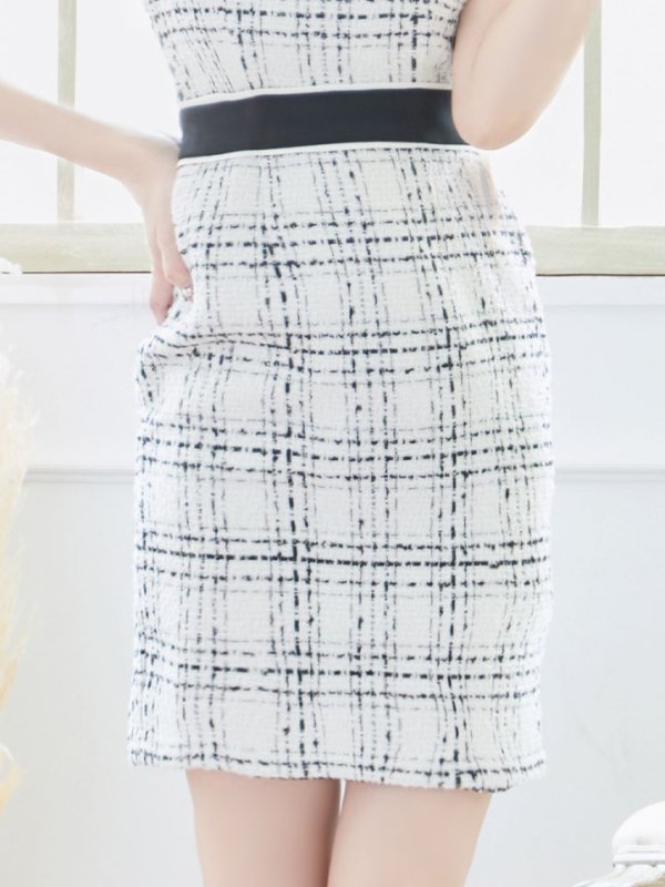 画像5: SALE!ブラックツイードノースリーブドレス/チェック柄/キャバドレス/ワンピース/ミニドレス【YN】【S-Lサイズ/1カラー】[OF03-X]