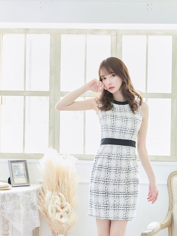 画像11: SALE!ブラックツイードノースリーブドレス/チェック柄/キャバドレス/ワンピース/ミニドレス【YN】【S-Lサイズ/1カラー】[OF03-X]