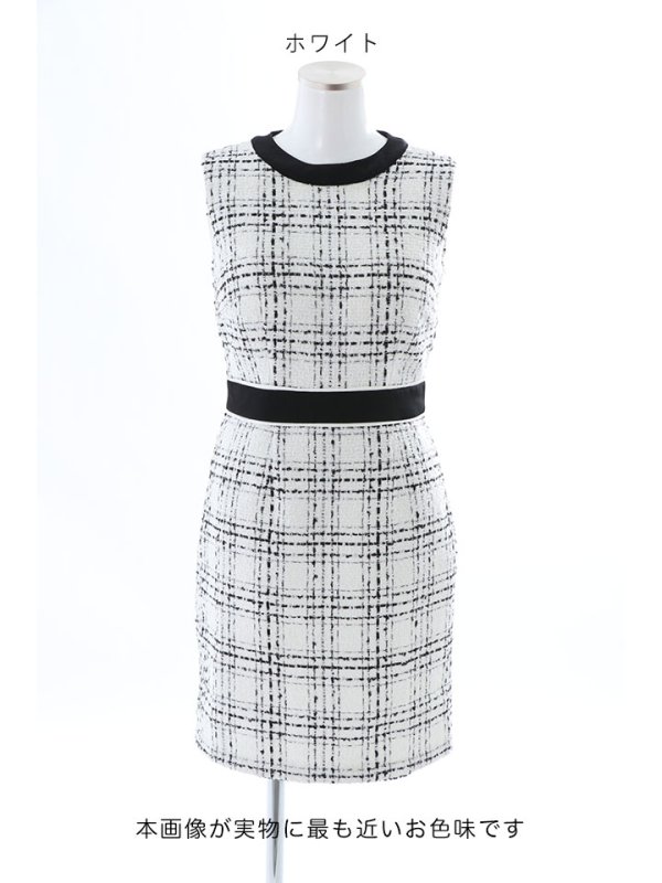 画像12: SALE!ブラックツイードノースリーブドレス/チェック柄/キャバドレス/ワンピース/ミニドレス【YN】【S-Lサイズ/1カラー】[OF03-X]