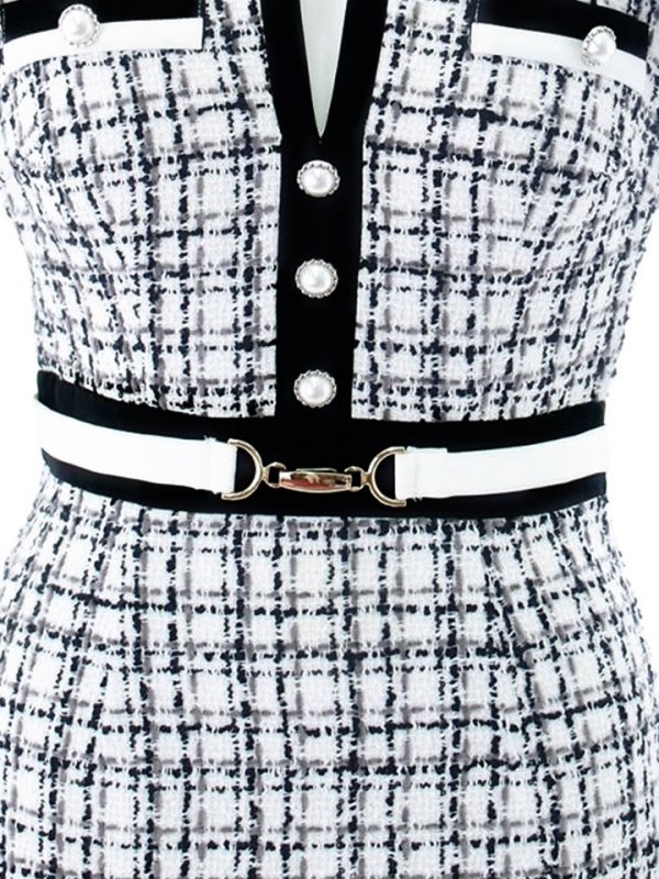 画像24: SALE!選べるスカート丈ドレス/ツイード/リボン/飾りベルト/背中見せ/ミディアムドレス/キャバドレス【S-Lサイズ/2カラー】[OF03] 【YN】dzw