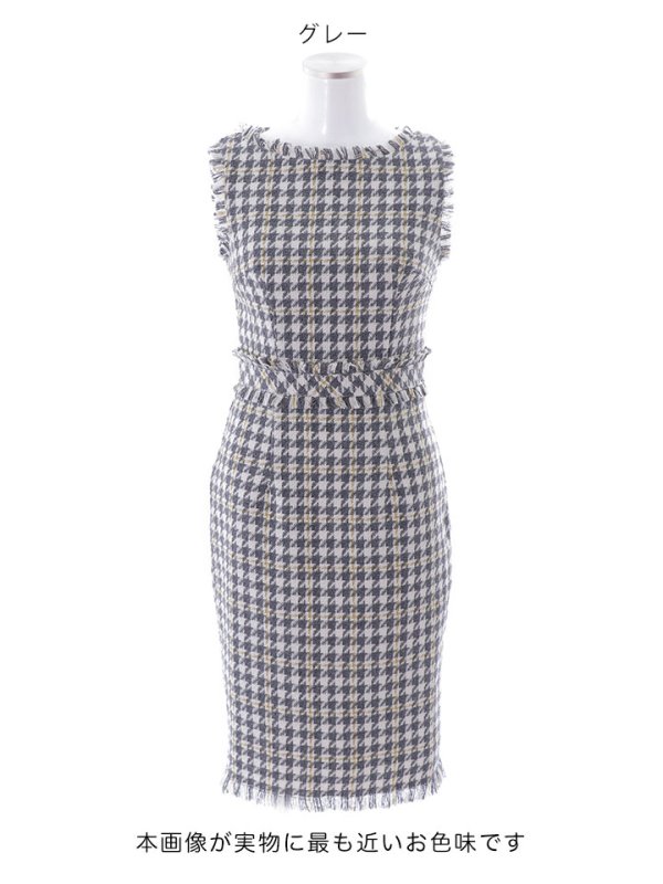 画像21: 【スプリングセール！】SALE!ノースリーブツイードドレス/胸元隠し/背中隠し/ミニドレス/キャバドレス/ワンピース【S-Lサイズ/3カラー】[OF03] [YN]