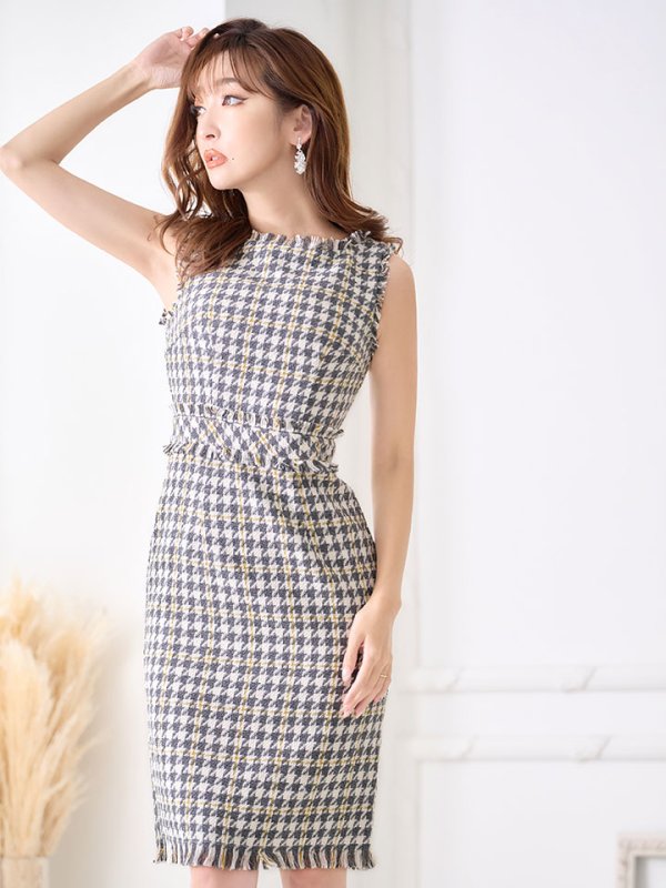 画像10: 【スプリングセール！】SALE!ノースリーブツイードドレス/胸元隠し/背中隠し/ミニドレス/キャバドレス/ワンピース【S-Lサイズ/3カラー】[OF03] [YN]