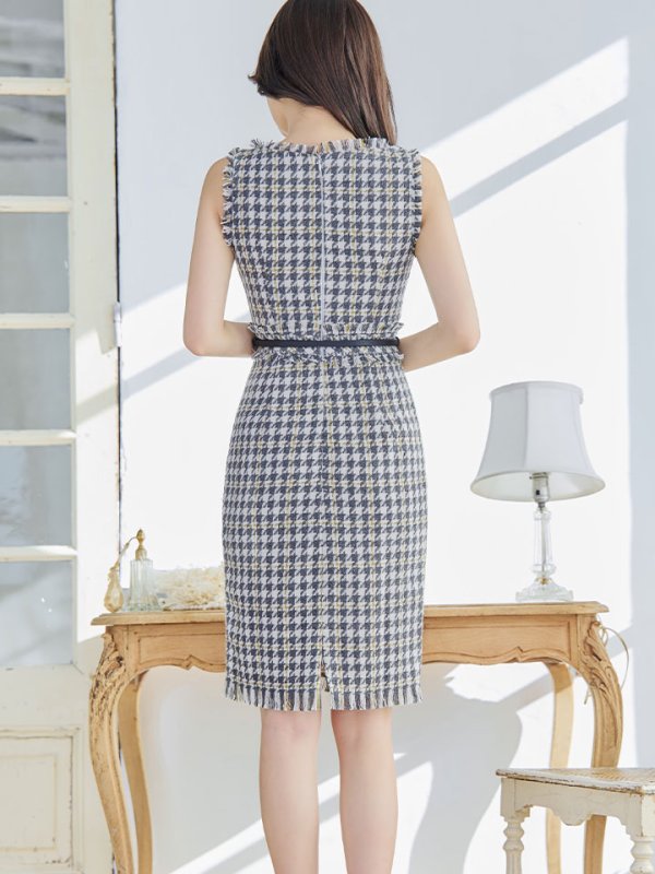 画像20: 【スプリングセール！】SALE!ノースリーブツイードドレス/胸元隠し/背中隠し/ミニドレス/キャバドレス/ワンピース【S-Lサイズ/3カラー】[OF03] [YN]