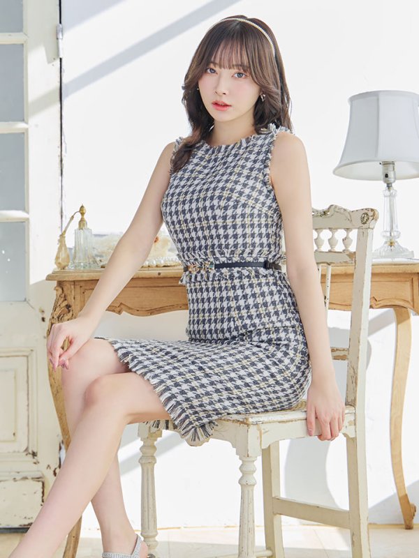 画像6: 【スプリングセール！】SALE!ノースリーブツイードドレス/胸元隠し/背中隠し/ミニドレス/キャバドレス/ワンピース【S-Lサイズ/3カラー】[OF03] [YN]