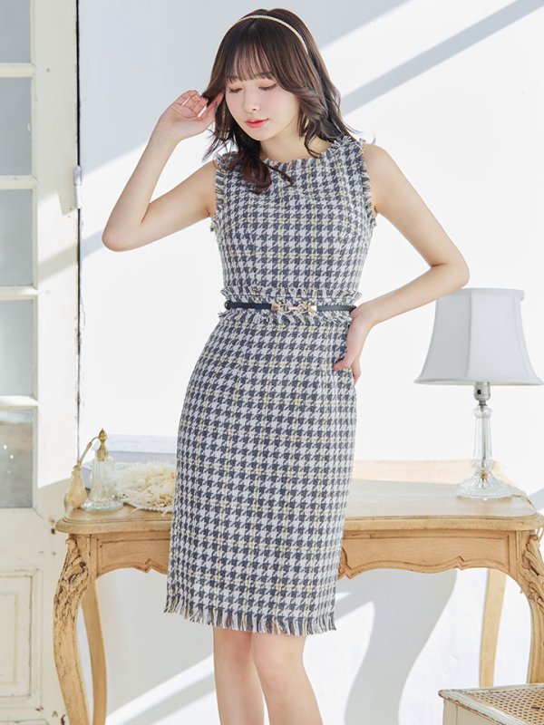 画像8: 【スプリングセール！】SALE!ノースリーブツイードドレス/胸元隠し/背中隠し/ミニドレス/キャバドレス/ワンピース【S-Lサイズ/3カラー】[OF03] [YN]