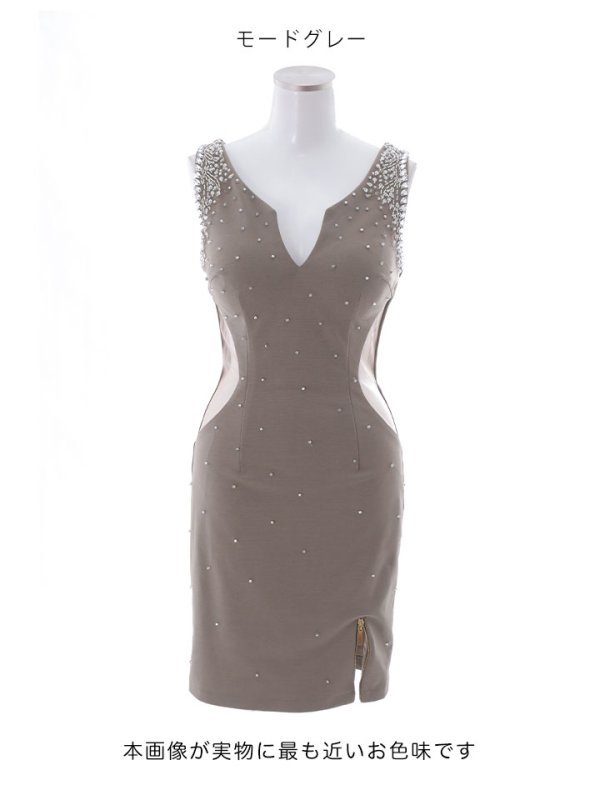 画像15: SALE!ビジューサイドシアーノースリーブドレス/ファスナー/ノースリーブ/透け/無地/ストレッチ/サイドシアー/谷間見せ/タイト/ミニドレス/キャバドレス【S-Mサイズ/2カラー】[HC02-U] 【YN】dzw