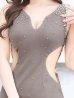 画像8: SALE!ビジューサイドシアーノースリーブドレス/ファスナー/ノースリーブ/透け/無地/ストレッチ/サイドシアー/谷間見せ/タイト/ミニドレス/キャバドレス【S-Mサイズ/2カラー】[OF03-U] 【YN】dzw